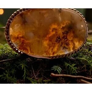 14K Gold Exquisite Estate Heirloom Scottish Agate Antique Victorian Oval Brooch